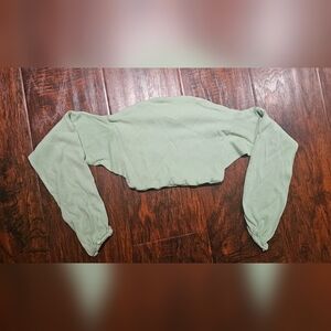 Sage green ling sleeve crop top
